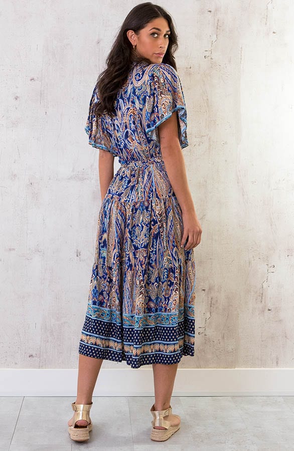 Midi Print Jurk Deluxe Kobalt – shoparchief, foto 4