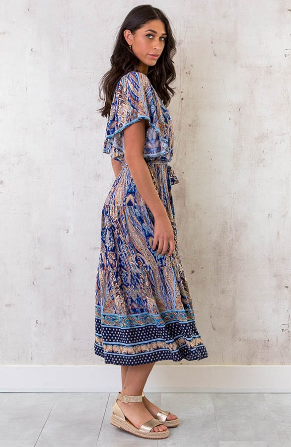 Midi Print Jurk Deluxe Kobalt – shoparchief, foto 7