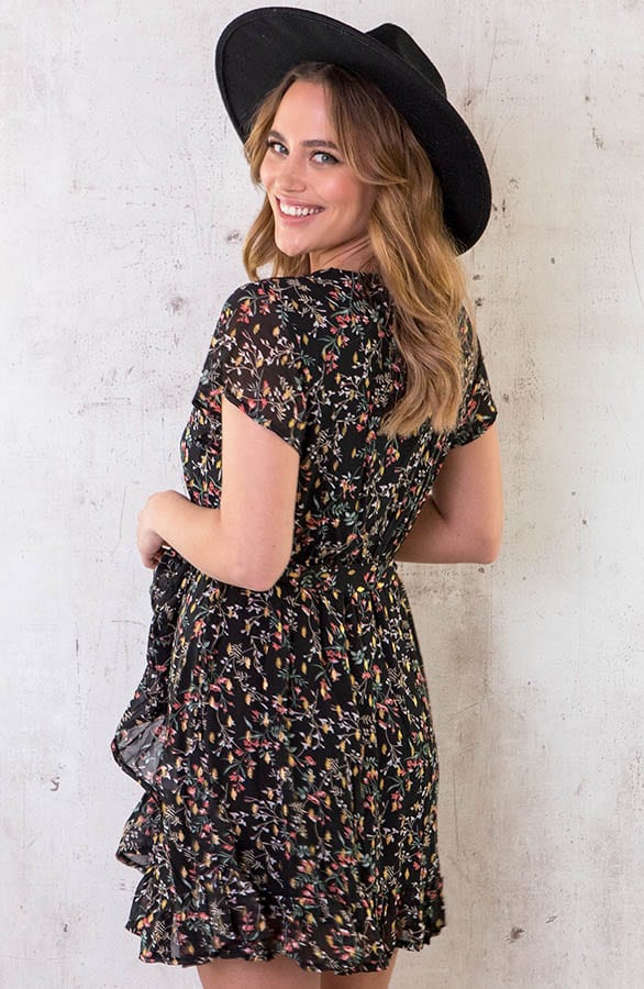 Overslag Jurk Flower Zwart – shoparchief, foto 4