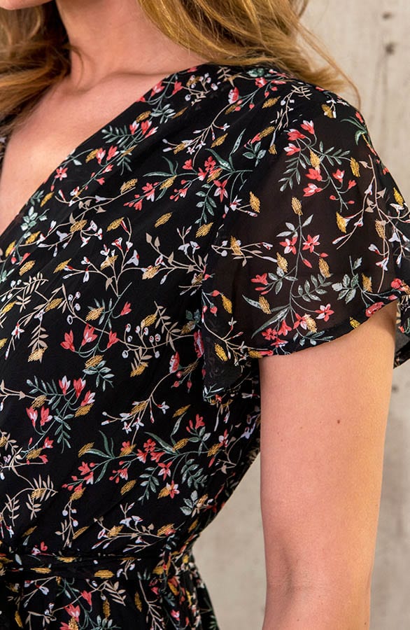 Overslag Jurk Flower Zwart – shoparchief, foto 5