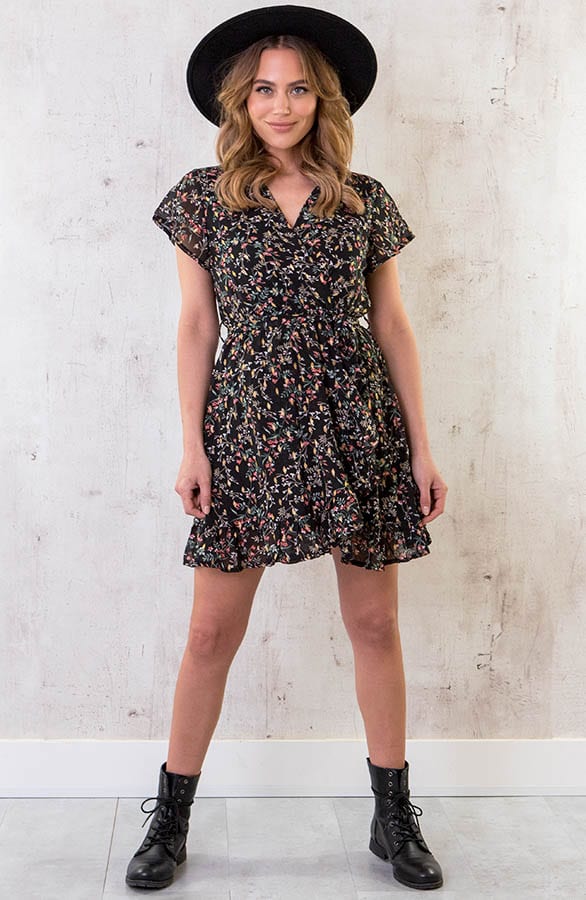 Overslag Jurk Flower Zwart – shoparchief, foto 6