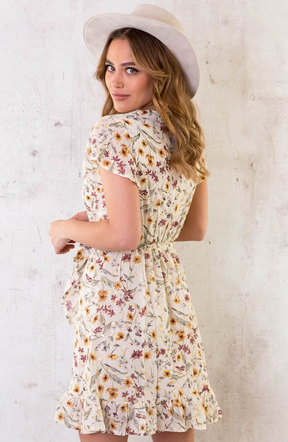 Overslag Jurk Bloemetjes Beige – shoparchief, foto 4