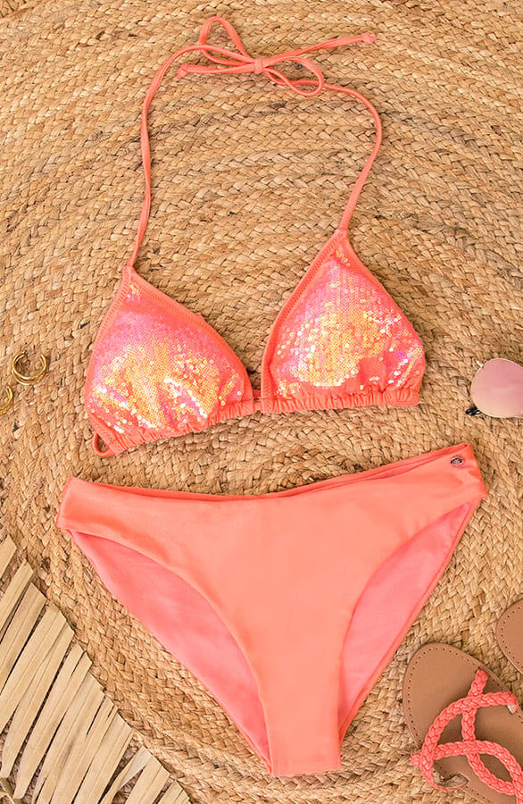 Pailletten Bikini Set Koraaloranje – shoparchief, foto 2
