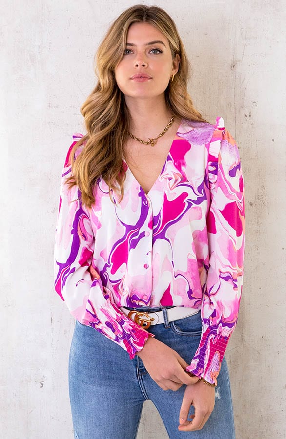Print Blouse Aquarel Roze – shoparchief, foto 1