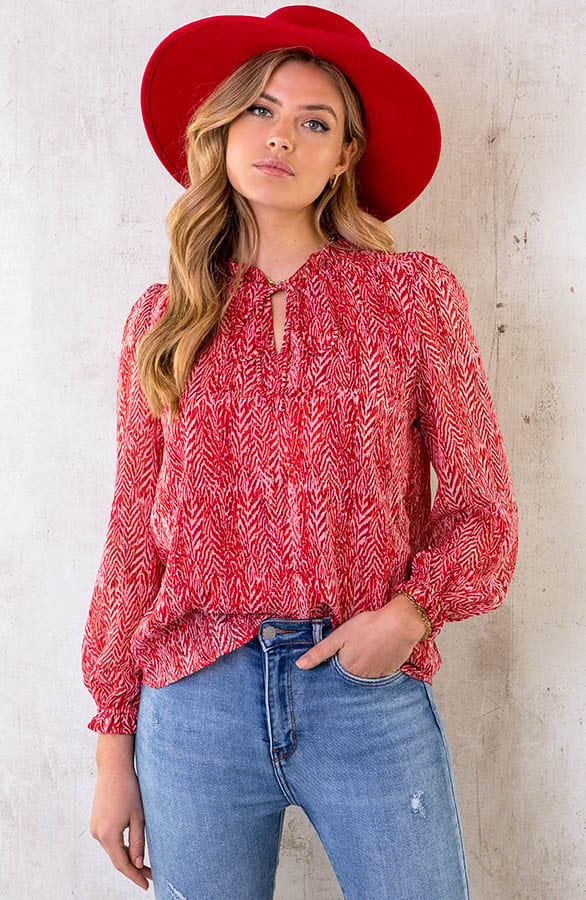 Print Blouse Luxury Roze Rood – shoparchief, foto 1