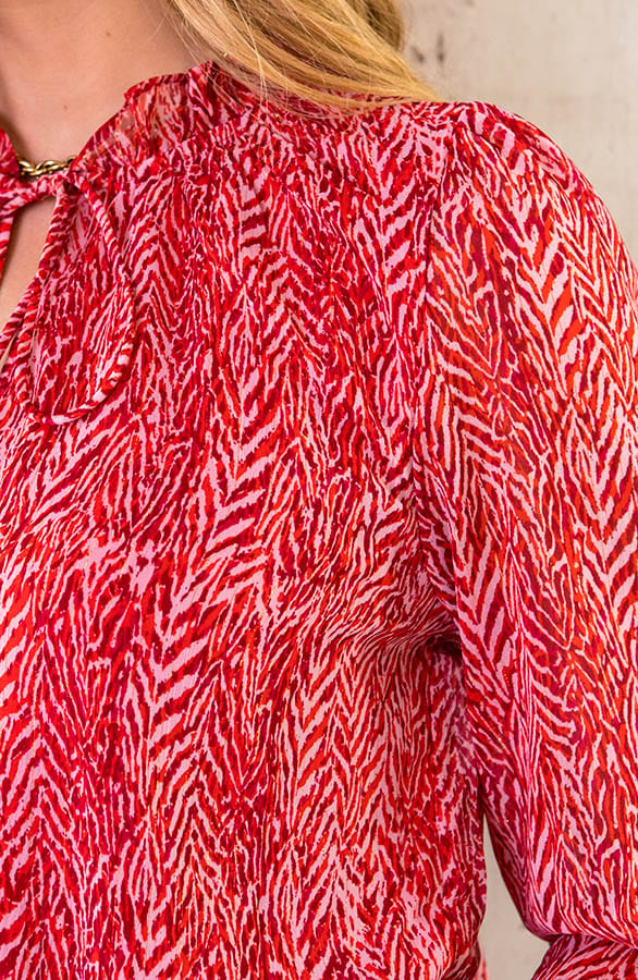 Print Blouse Luxury Roze Rood – shoparchief, foto 5