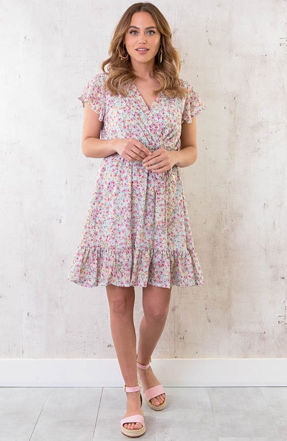 Ruffle Jurk Bloemen Roze – shoparchief, foto 6