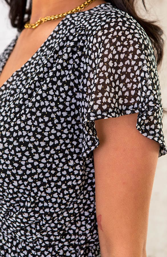 Ruffle Jurk Hartjes Zwart – shoparchief, foto 6