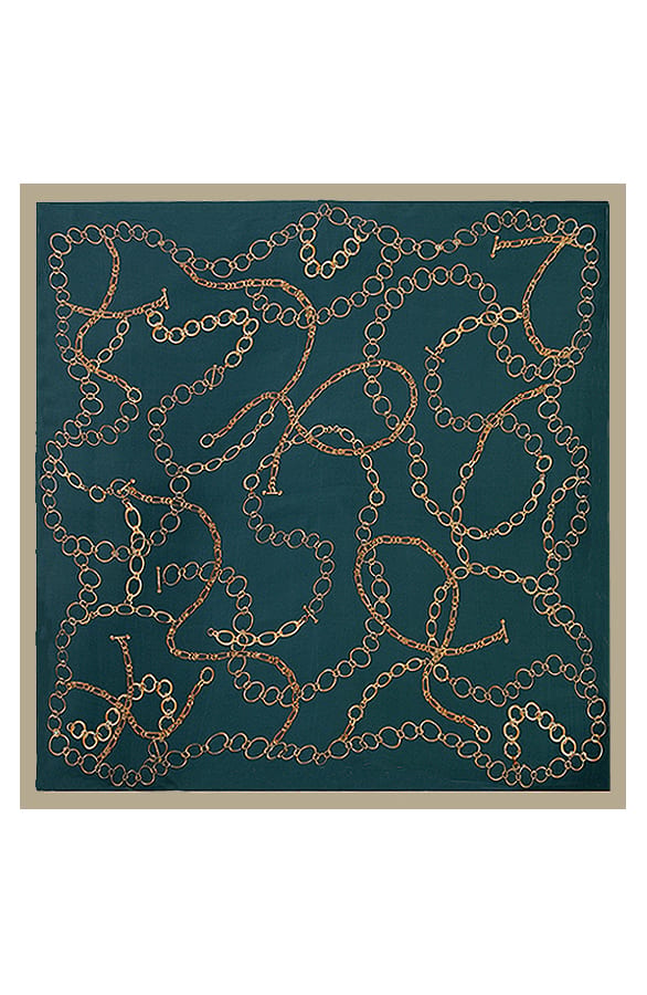 Silk Bandana Chain Petrol Beige – shoparchief, foto 2