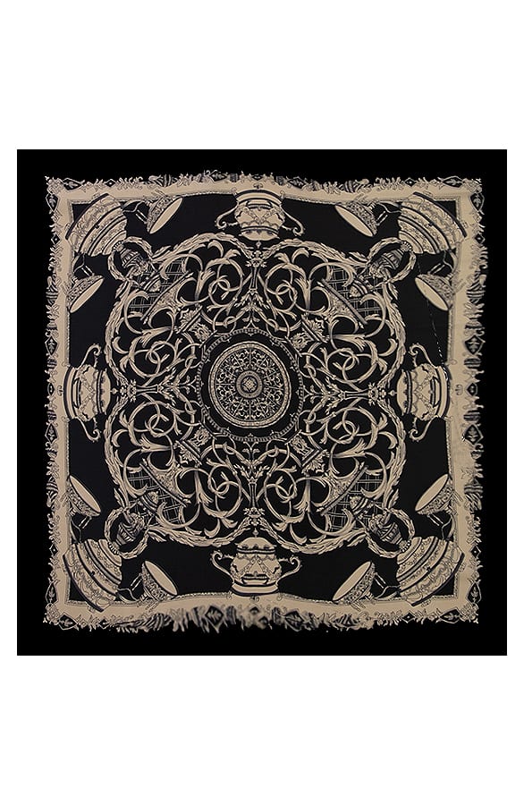 Silk Bandana Print Zwart Beige – shoparchief, foto 2