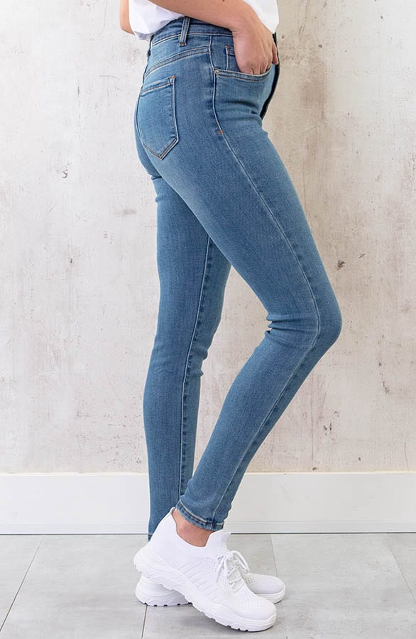 Skinny High Waist Jeans Regular Mid Blue – shoparchief, foto 2