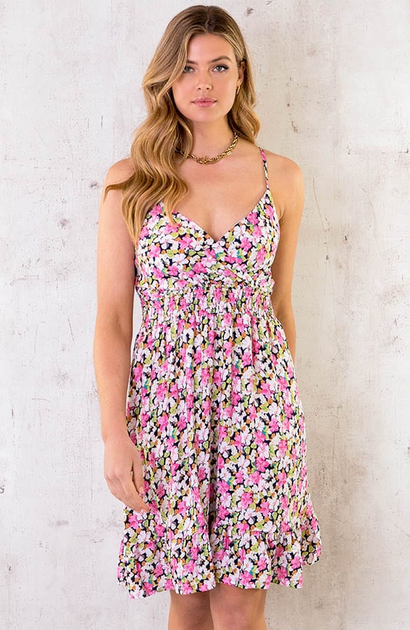 Spaghetti Jurk Bloem Roze – shoparchief, foto 2