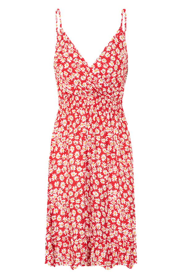 Spaghetti Jurk Flowers Rood – shoparchief, foto 12