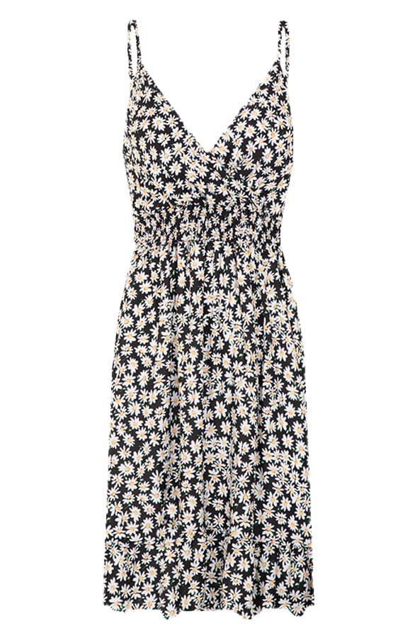 Spaghetti Jurk Flowers Zwart – shoparchief, foto 7