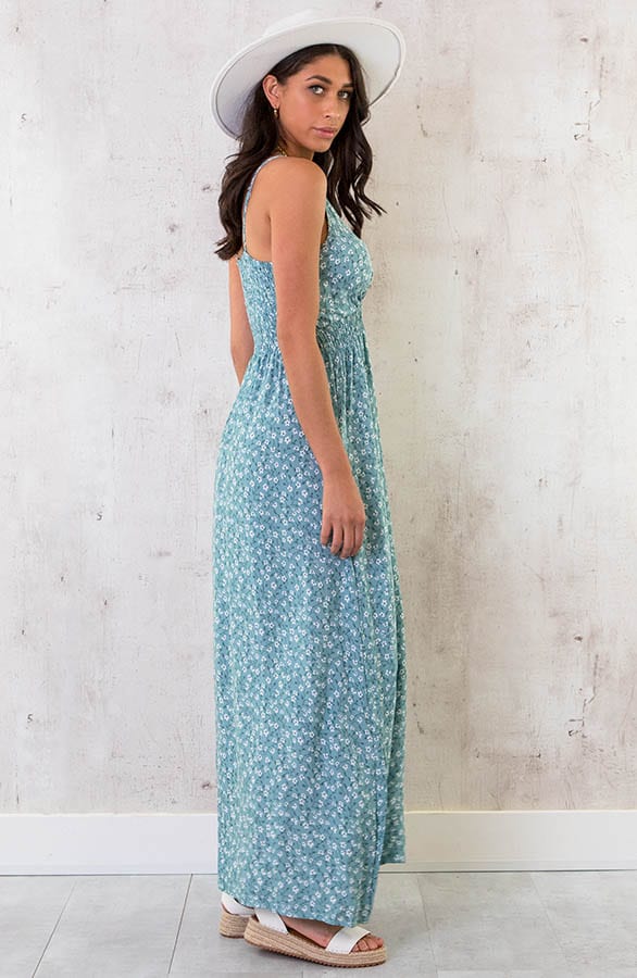 Spaghetti Maxi Jurk Bloem Dust Mint – shoparchief, foto 3