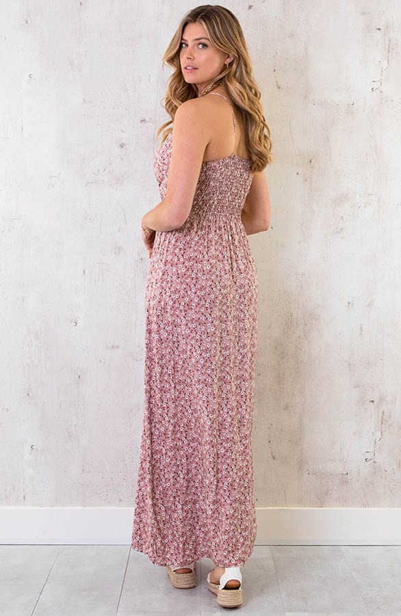 Spaghetti Maxi Jurk Bloem Dust Roze – shoparchief, foto 4