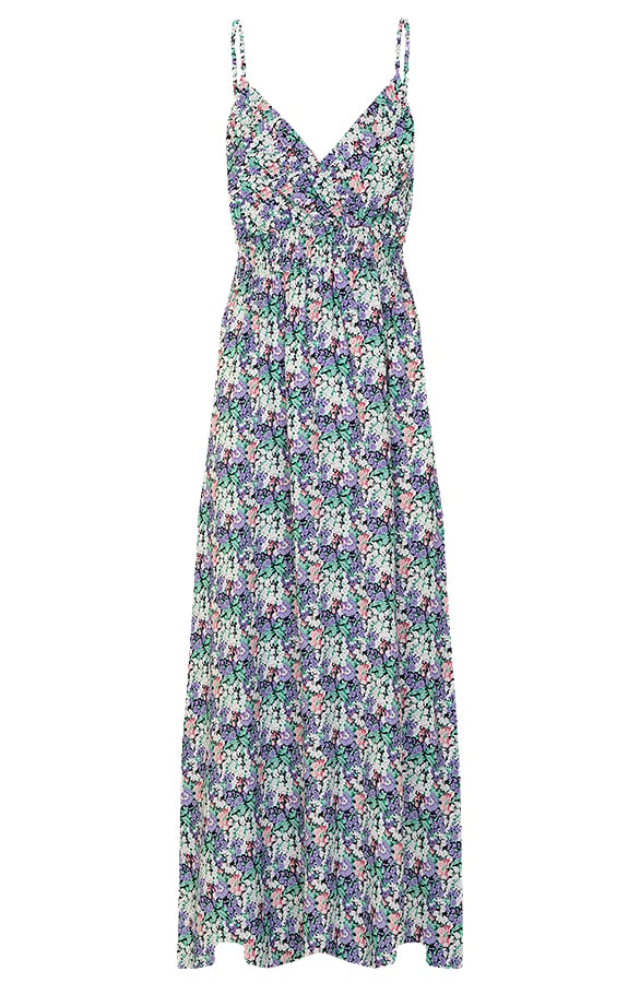 Spaghetti Maxi Jurk Bloemenprint Lila – shoparchief, foto 1