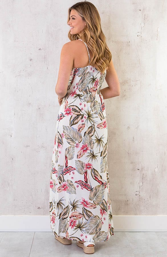Spaghetti Maxi Jurk Tropic Wit – shoparchief, foto 4