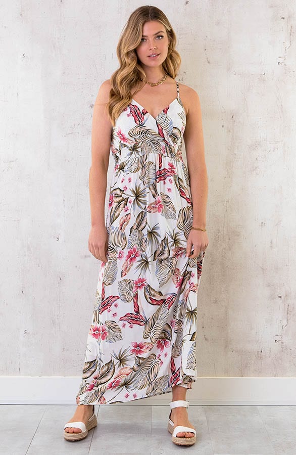 Spaghetti Maxi Jurk Tropic Wit – shoparchief, foto 2