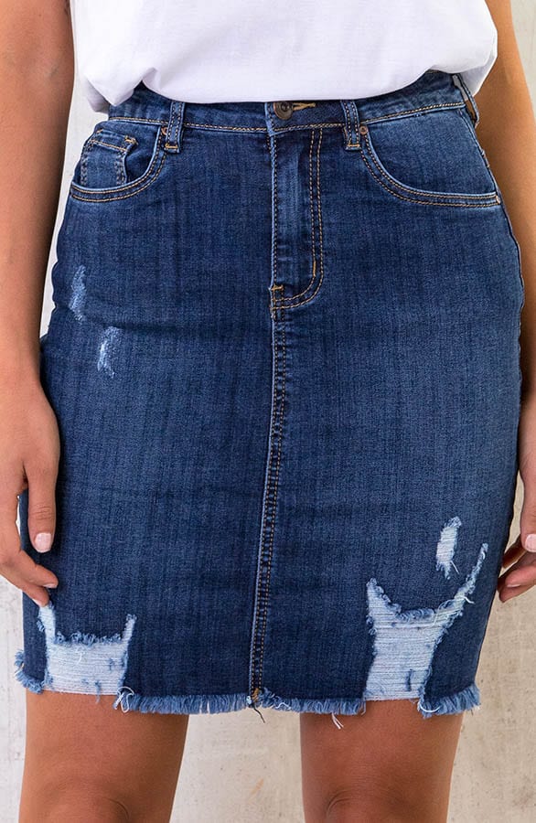 Spijkerrok Damaged Dark Blue – shoparchief, foto 1