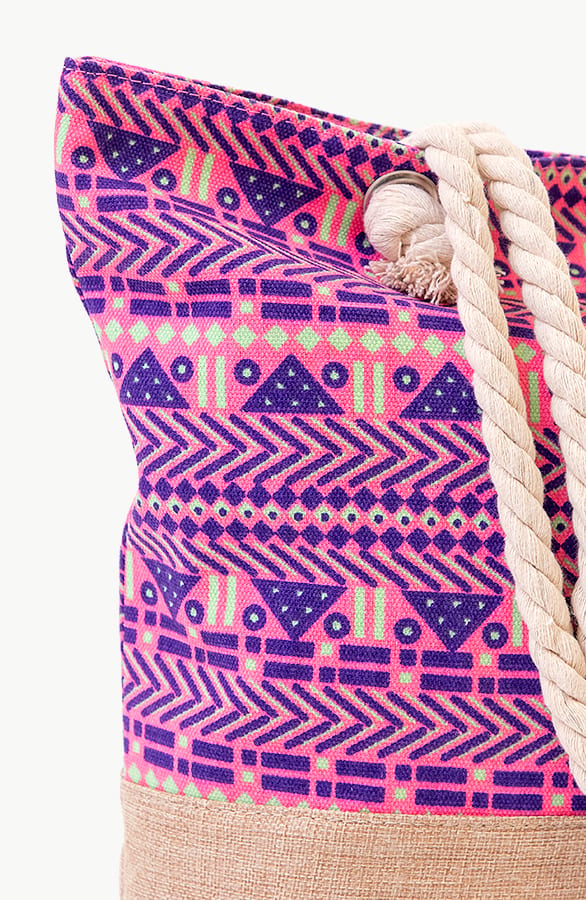 Strandtas Neon Aztec Print Fuchsia – shoparchief, foto 2