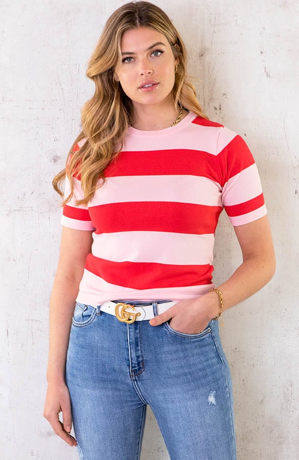 Strepen Top Roze Rood – shoparchief, foto 1