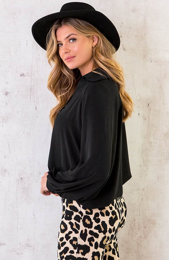 Ultra Oversized Basic Blouse Zwart – shoparchief, foto 8