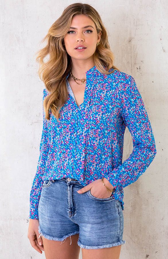 V-hals Dots Blouse Kobalt – shoparchief, foto 5
