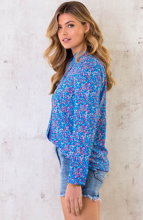 V-hals Dots Blouse Kobalt – shoparchief, foto 2