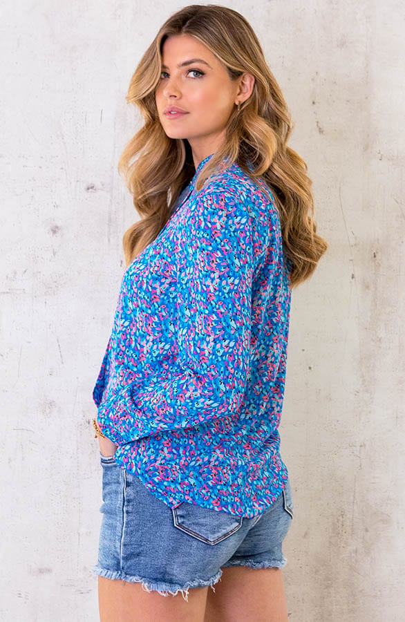 V-hals Dots Blouse Kobalt – shoparchief, foto 3