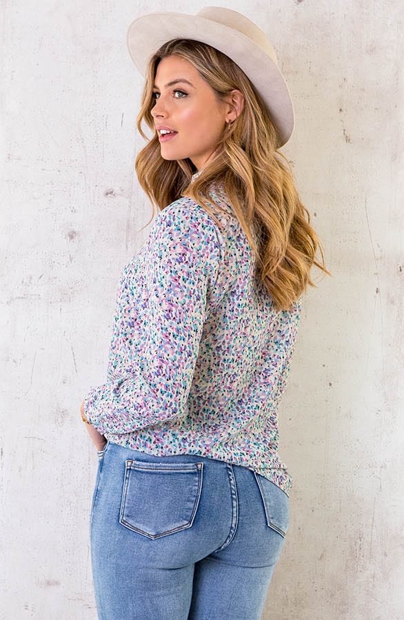 V-hals Dots Blouse Lila – shoparchief, foto 4