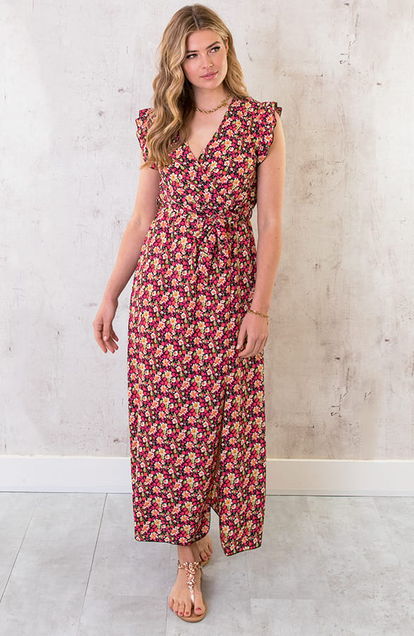 Bloemen Maxi Jurk Zwart – shoparchief, foto 2