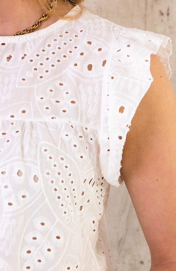 Broidery Ruffle Top Ecru – shoparchief, foto 5