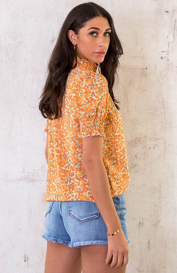 Col Top Bloemenprint Oranje – shoparchief, foto 5