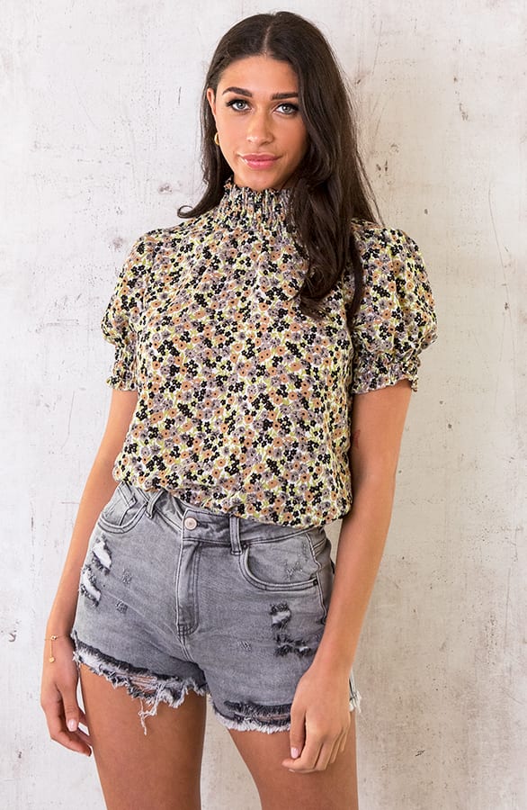 Col Top Bloemenprint Zwart – shoparchief, foto 2