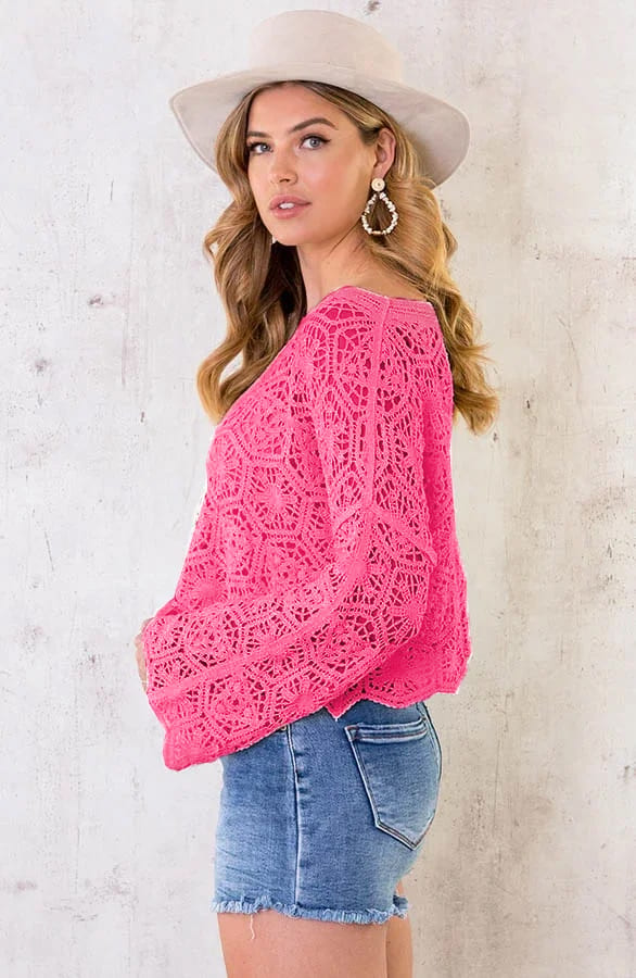 Cropped Crochet Top Fuchsia – shoparchief, foto 2