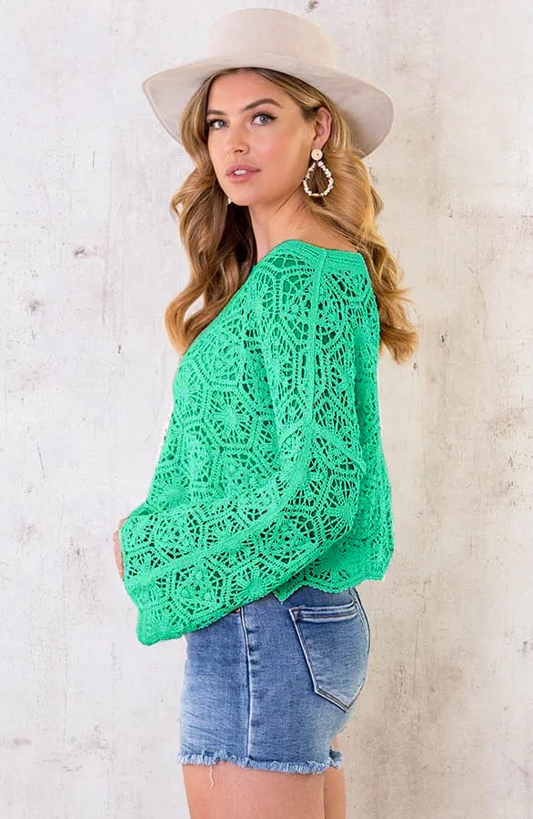 Cropped Crochet Top Neon Lime – shoparchief, foto 1