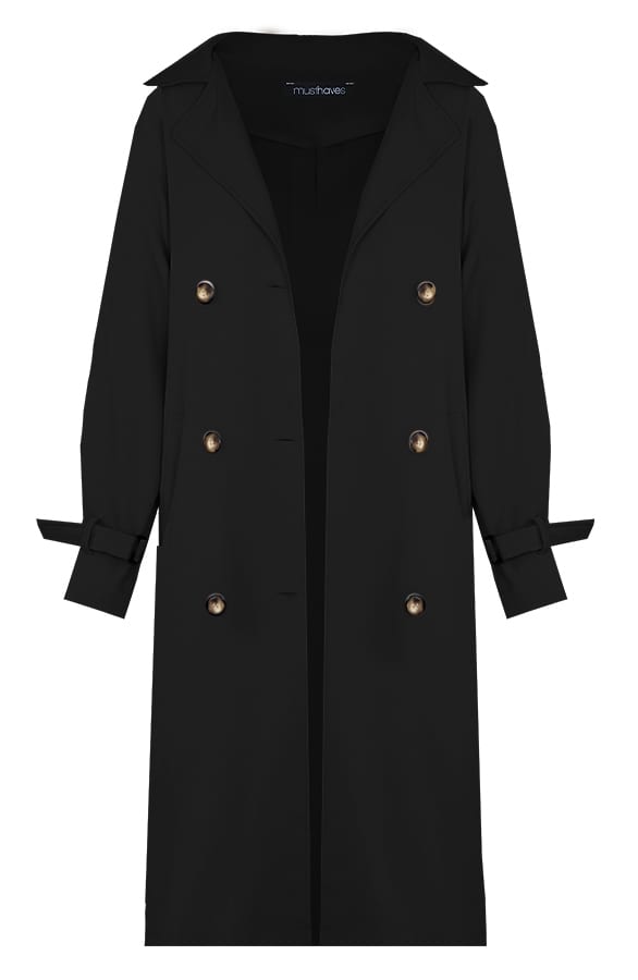 Dames Trenchcoat Zwart – shoparchief, foto 1
