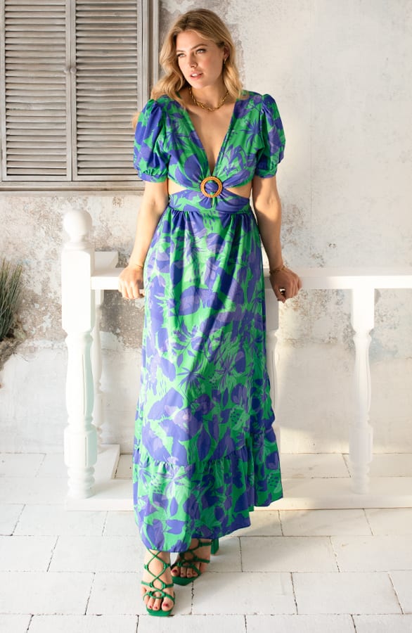 Dubai Maxi Dress Green Blue – shoparchief, foto 3