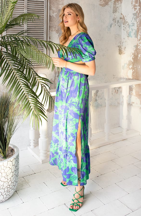 Dubai Maxi Dress Green Blue – shoparchief, foto 4