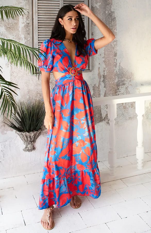 Dubai Maxi Dress Red Blue – shoparchief, foto 2