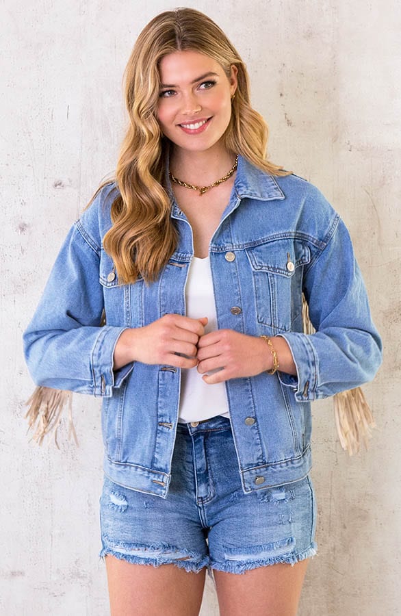 Embroidery Fringe Denim Jacket – shoparchief, foto 3