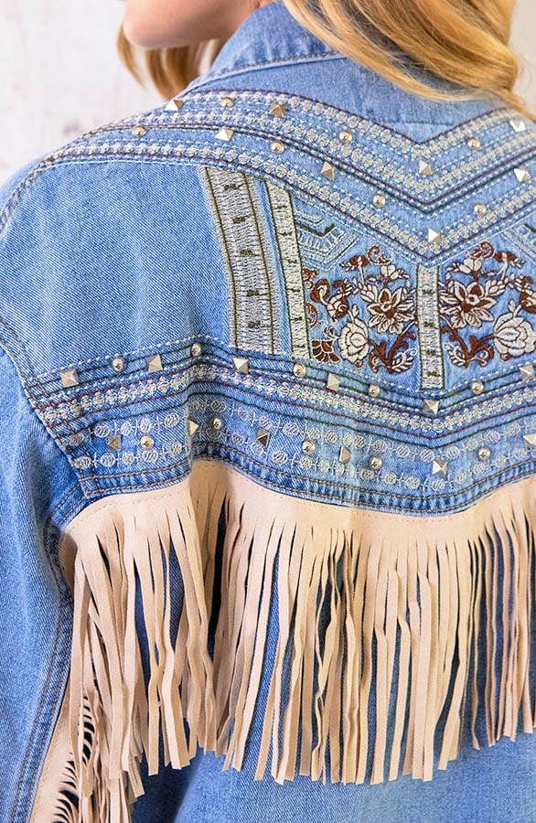 Embroidery Fringe Denim Jacket – shoparchief, foto 6