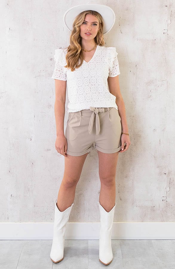 Embroidery Ruffle Top Ecru – shoparchief, foto 6