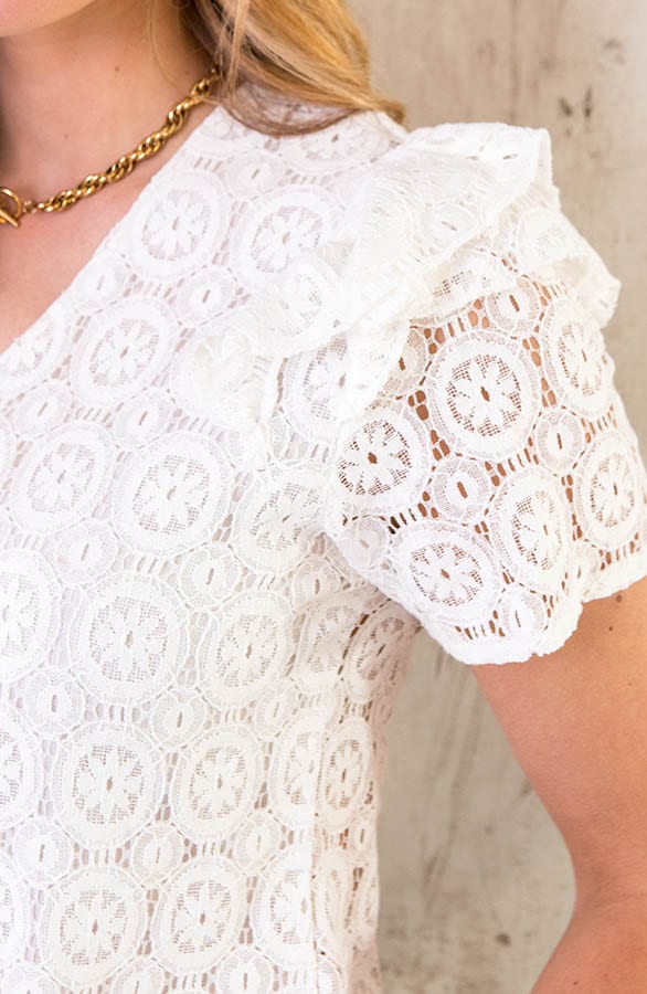 Embroidery Ruffle Top Ecru – shoparchief, foto 5