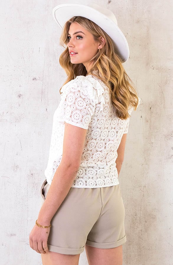Embroidery Ruffle Top Ecru – shoparchief, foto 4