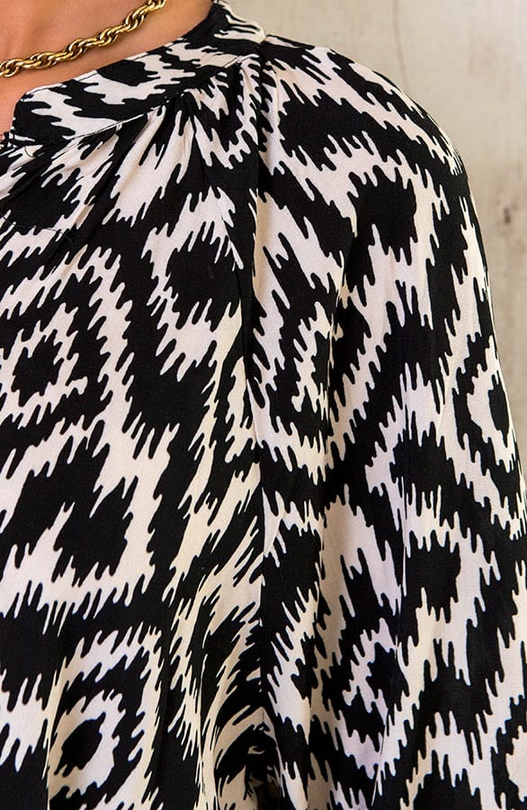 Oversized Blouse Print Zwart Wit – shoparchief, foto 6
