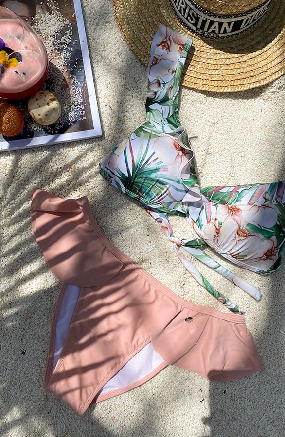 Floral Ruffle Bikini Set Roze – shoparchief, foto 2