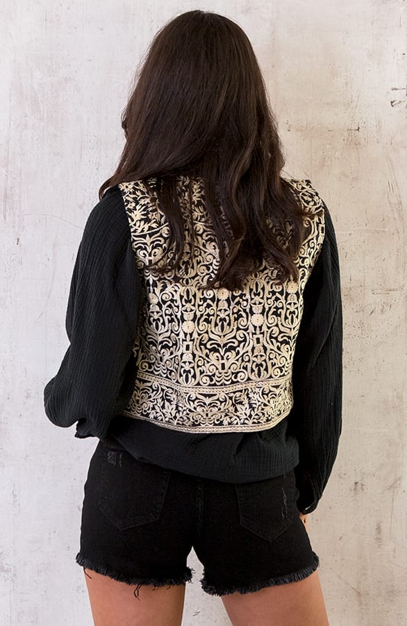 Geborduurde Gilet Zwart Beige – shoparchief, foto 6