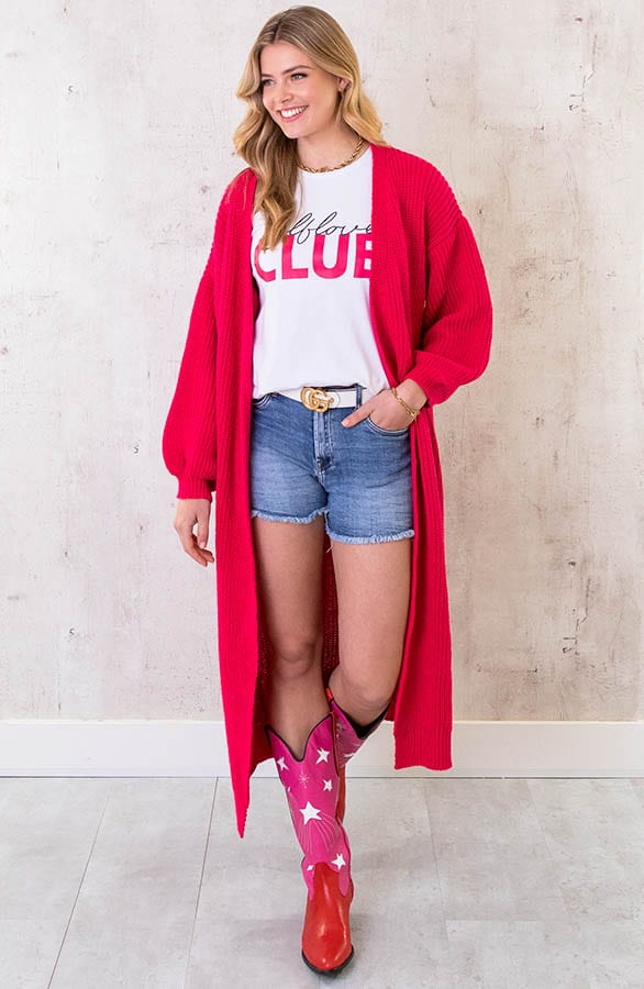 Gebreid Vest Lang Fuchsia – shoparchief, foto 2